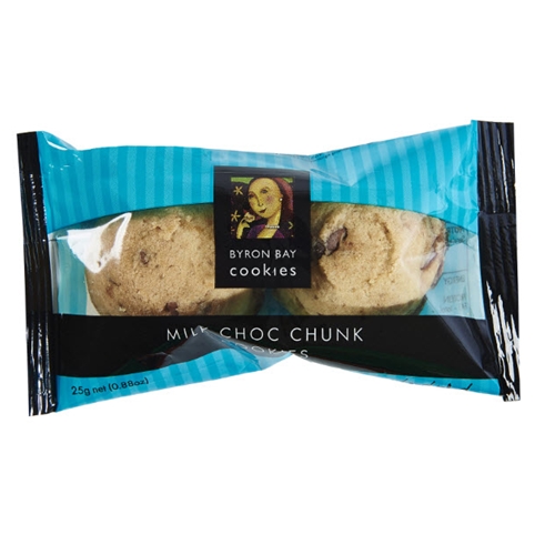 Wrapped Twin Pack Buttons 25g - Milk Choc Chunk - Byron Bay Cookies (100x25g)