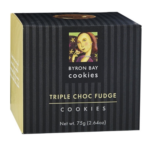Order Wholesale Fresh Byron Bay Triple Choc Fudge Baby Button 75g Gift Cube from Good Food Warehouse. FREE DELIVERY AUSTRALIA WIDE.