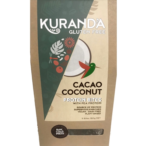 Order from Kuranda Wholefoods Online via Good Food Warehouse. Wholesale 180g Cacao Coconut Protein Bites.