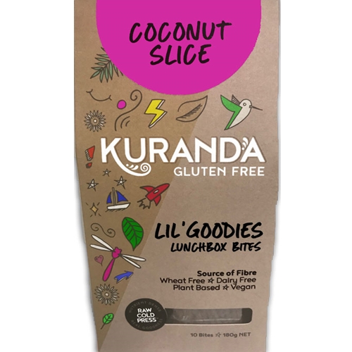 Order Wholesale Kuranda 180g Coconut Slice Lunchbox Bites. Order Online Distributor Good Food Warehouse.