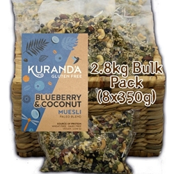 Natural Muesli 2.8kg - Paleo Blueberries Coconut Muesli Gluten Free - Kuranda Wholefoods (8x350g)