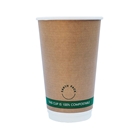16oz PLA Double Wall Kraft Compostable Cups | Cafe Distributors | Good Food Warehouse