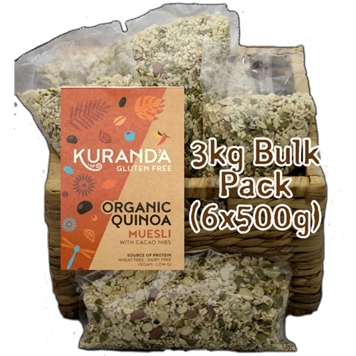 Organic Muesli 3kg - Quinoa FRUIT FREE - Kuranda Wholefoods (6x500g)
