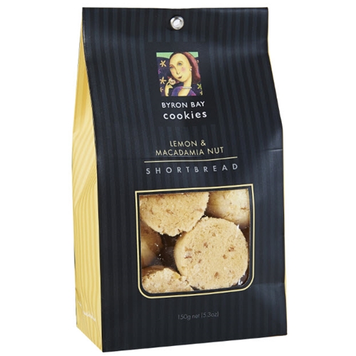 Order Wholesale Fresh Byron Bay Lemon Mac Nut Shortbread Baby Button 150g Gift Bags from Good Food Warehouse