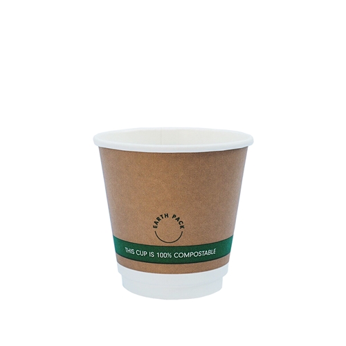 8oz PLA Double Wall Kraft Compostable Cups | Cafe Coffee Cup Supplier | Good Food Warehouse