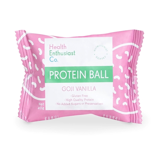Health Enthusiast Goji Vanilla Single Wrapped Protein Balls | Good Food Warehouse