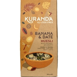 Order Wholesale from Kuranda Wholefoods. Online via Good Food Warehouse 500g Gluten Free Banana Date Muesli.
