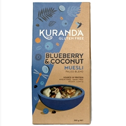 Order Wholesale Kuranda 350g Paleo Blueberry Coconut Muesli. Order Online Distributor Good Food Warehouse.