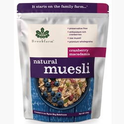 Order Wholesale 1.25kg Brookfarm Natural Cranberry Macadamia Muesli Online Good Food Warehouse