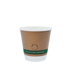 8oz PLA Double Wall Kraft Compostable Cups | Cafe Coffee Cup Supplier | Good Food Warehouse