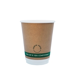 12oz PLA Double Wall Kraft Compostable Cups | Cafe Suppliers | Good Food Warehouse