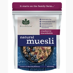 Order Wholesale 1.5kg Brookfarm Natural Cranberry Macadamia Muesli Online Good Food Warehouse