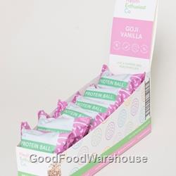 Health Enthusiast Goji Vanilla Single Wrapped Protein Balls Display Box