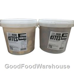 Mini bite-size cookies in bulk buckets for cafes and food service