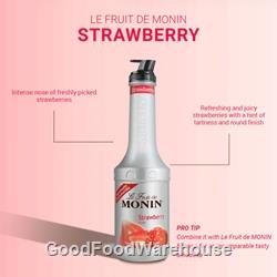 Le Fruit de Monin strawberry fruit purée 1L bottle for café and wholesale pricing