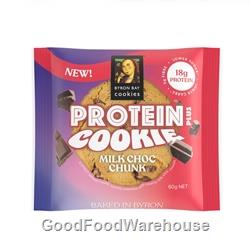 Byron Bay Cookies Protein Plus Milk Choc Chunk 60g individually wrapped protein cookie wholesale pricing