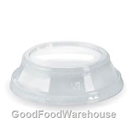 Clear Raised Flat Lids No Hole for BioPak Cold Cups