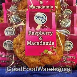 Melbourne Cookie Co. Chunky Raspberry & Macadamia gourmet café cookies individually wrapped for wholesale café supply in Australia.