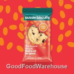 Aussie Biscuits choc chip twin packs individually wrapped wholesale biscuits supplied by Australian biscuit distributor for cafés and catering.