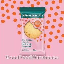 Individually wrapped ginger crunch biscuits supplied by Australian biscuit producer for cafés and hospitality.