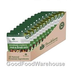 Brookfarm 35g Nut & Fruit Mix Macadamia Cranberry with Australian macadamias, pistachios, almonds, cranberries, muscatel grapes, pumpkin seeds and sunflower kernels.